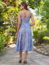 Light Blue Georgette Floral Printed Tiered Dress